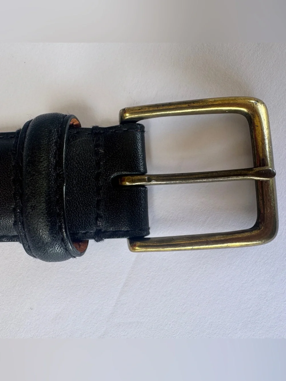 Polo Ralph Lauren Men’s Black Italian Leather Belt 34/85 Brass Buckle